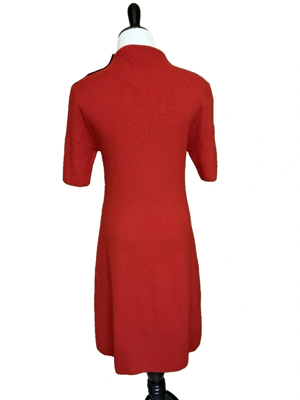 Tory Burch Sardy Red Sweater Dress Women Size L Merino Wool Stripe Mock Neck NWT